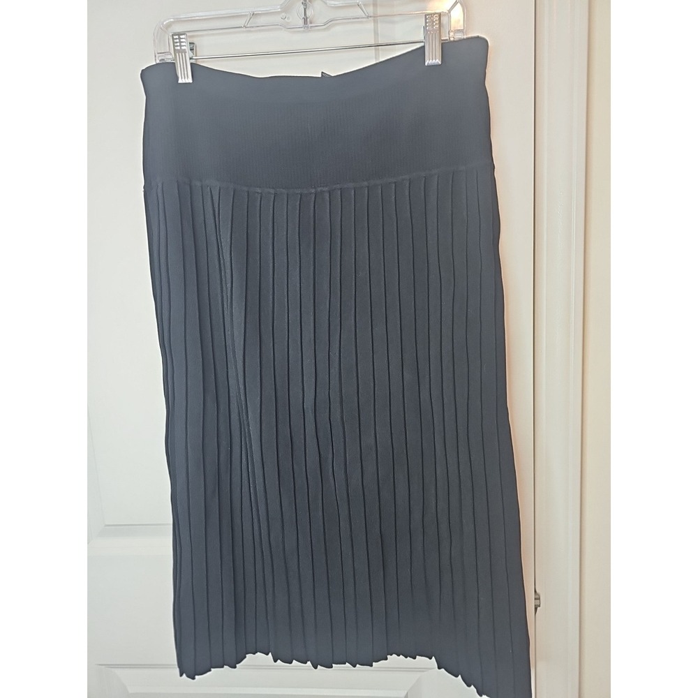 Yarns &Stitches Black Long Formal Skirt Size Large Nylon Rayon Pleated Modest XL